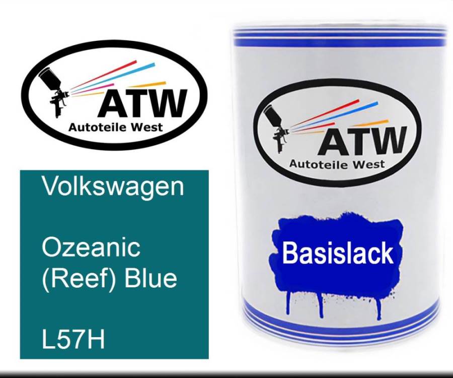 Volkswagen, Ozeanic (Reef) Blue, L57H: 500ml Lackdose, von ATW Autoteile West.